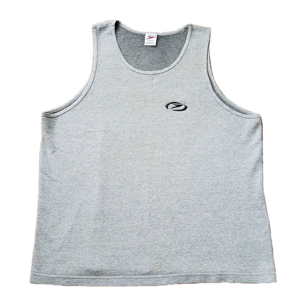 Vintage 90s Speedo Grey Mesh Tank Top Sz XL USA Made Embossed Logo Mens Shirt